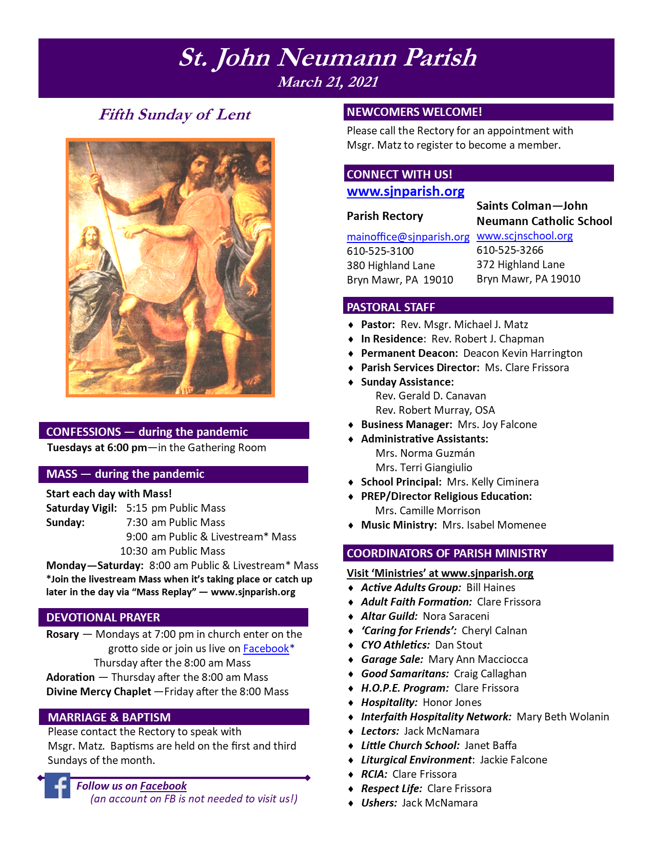 153Bulletin 20210321 St. John Neumann Parish Bryn Mawr, PA