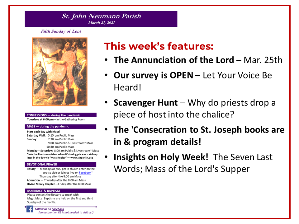 Bulletin Cover 20210321 St. John Neumann Parish Bryn Mawr, PA