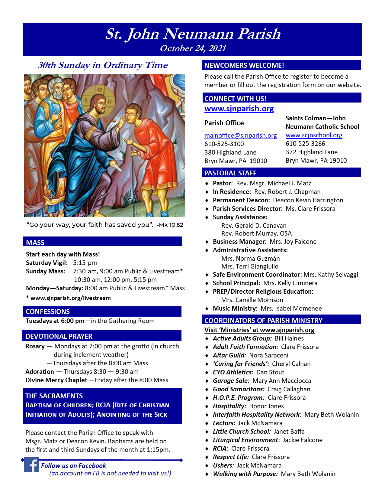153Bulletin 20211024 St. John Neumann Parish Bryn Mawr, PA