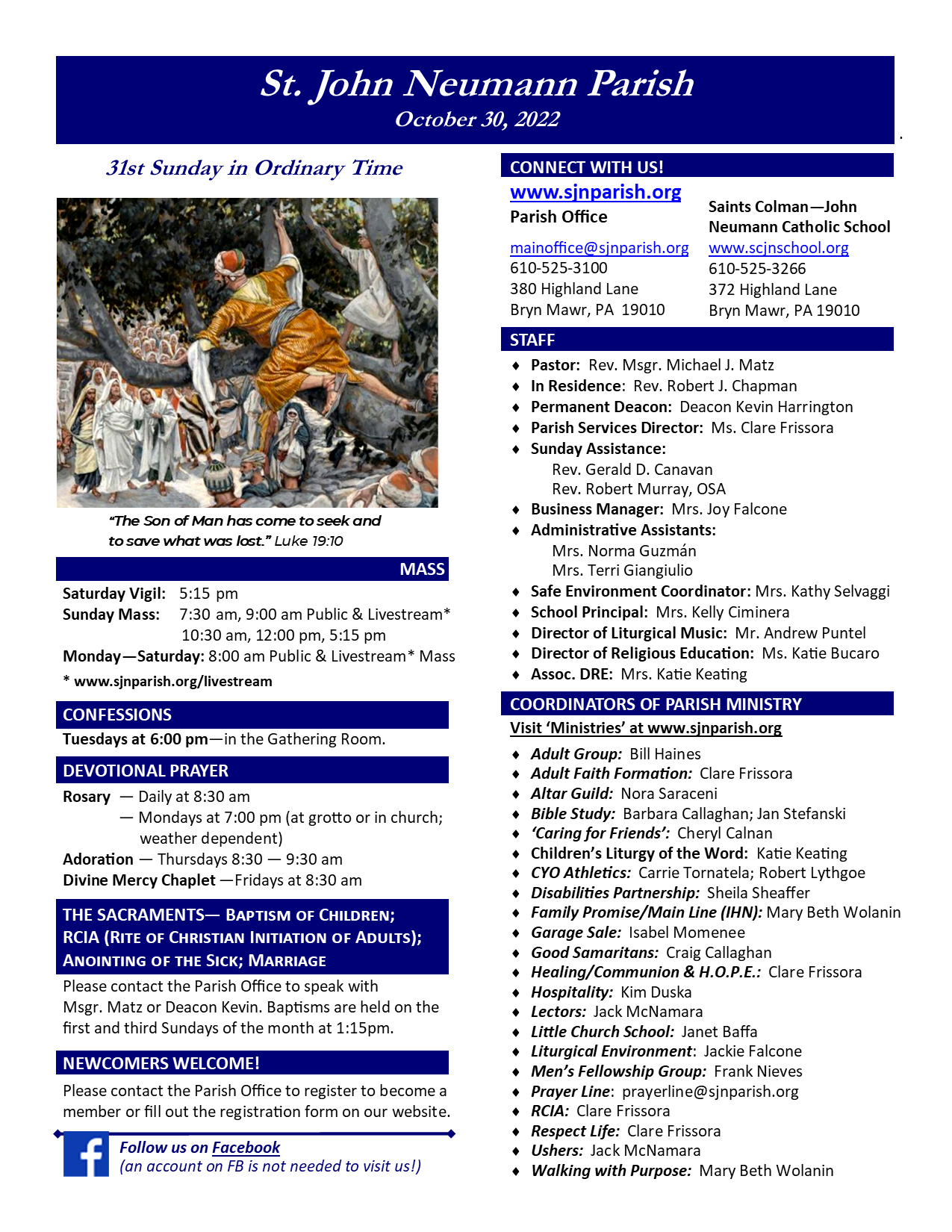153Bulletin 20221030 St. John Neumann Parish Bryn Mawr, PA